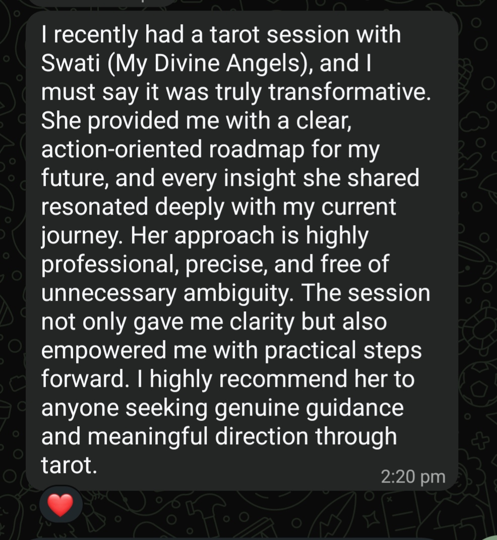 Client testimonial — truly transformative tarot session with Swati
