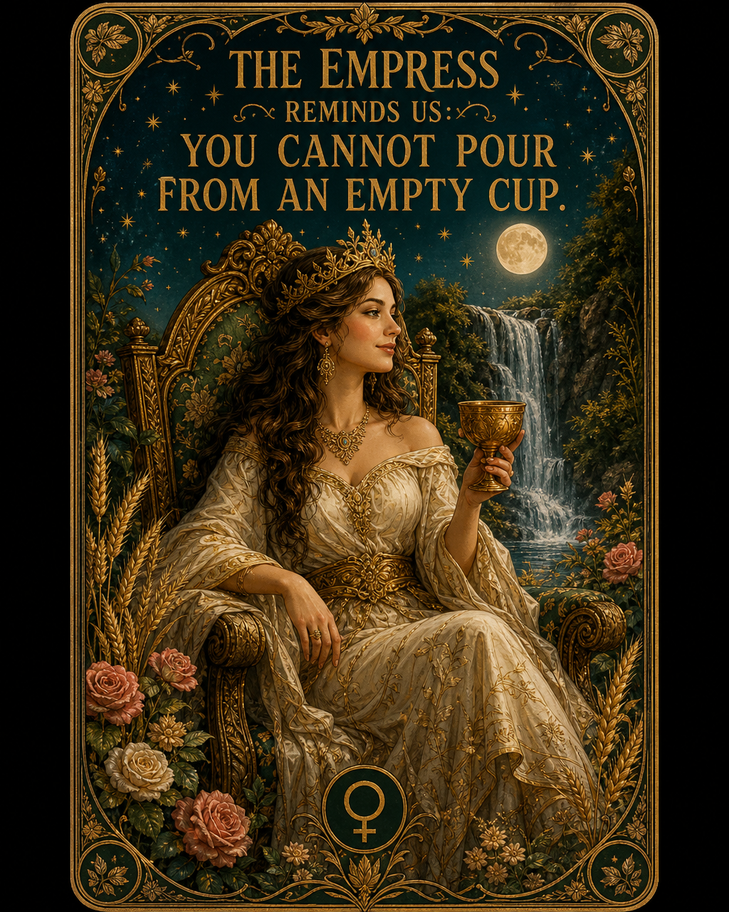 The Empress tarot card — you cannot pour from an empty cup